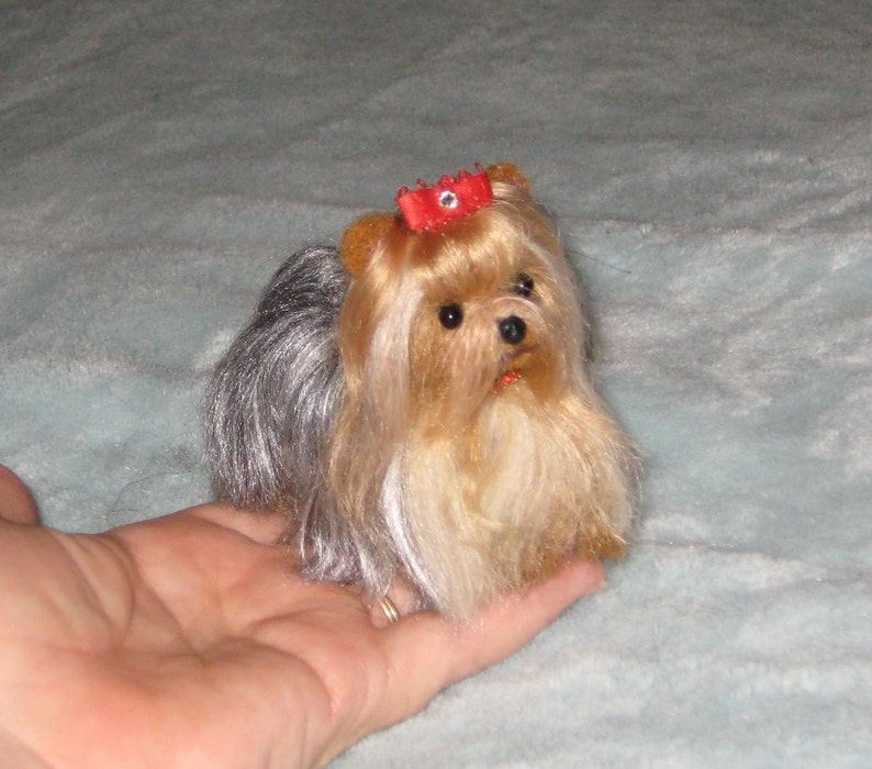 Needle Felted Yorkie by Fiber Artist GERRY / Fully Poseable Etsy
