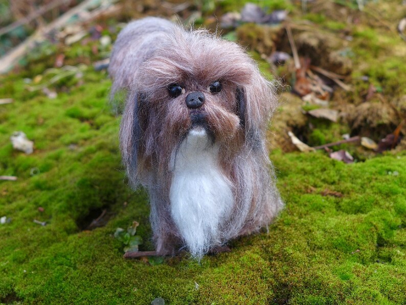 Custom Pet Portrait Felted Miniature Sculpture of your pet Cute Personalized Art for Pet Lovers example Shih Tzu Gift Cute