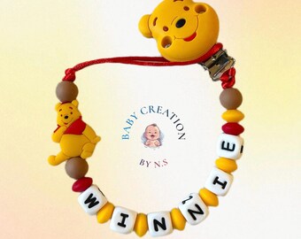 Attache Sucette Personnalisée Silicone NOEUD - Bois Cuivre - Cadeau Personnalisé Pour Bébé - Créations Française Prénom - Canada