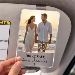 Personalisierter Foto Auto Visierclip, Drive Safe Andenken, benutzerdefinierter Memory Clip