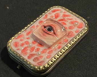Handcrafted Gothic Eye Compact Mirror Creepy cute jewelry Unique Decorative Accessory