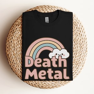 Kawaii Death Metal T-Shirt, lustiges Death Metal Regenbogen T-Shirt, Heavy Metal T-Shirt, süßes Death Metal Shirt, Metallkopf Shirt, Metallkopf Geschenk