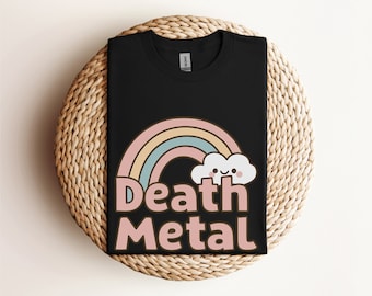 Kawaii Death Metal T-Shirt, Funny Death Metal Rainbow T-Shirt, Heavy Metal Tee, Cute Death Metal Shirt, Metal Head Shirt, Metal Head Gift