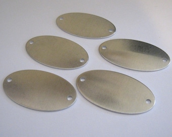 GRAN Etiqueta ovalada de aluminio en blanco de 2" de ancho - doble orificio - QTY 25