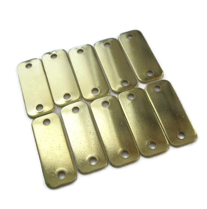 Small BRASS Rectangle Stamping Blank Dog Tags Double Hole Etsy