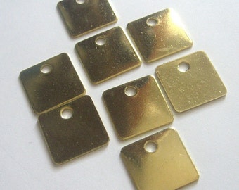 10 Square Brass Blank Tags 1 inch - 18 gauge