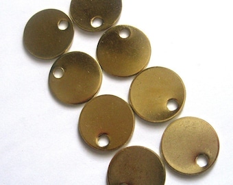 Ten (10) Blank Round Brass tags for stamping / engraving - 18 gauge 1 inch