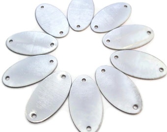 Etiquetas de aluminio Oval Qty 25 medio en blanco 1 "X 1 7/8" - agujero doble
