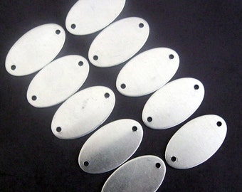 SMALL Oval aluminum blank tags 3/4" High x 1-3/8" Wide    - double hole - qty 50