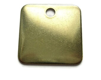 10 MEDIUM Square Brass Blank Tags 1-1/4" pulgadas - calibre 18
