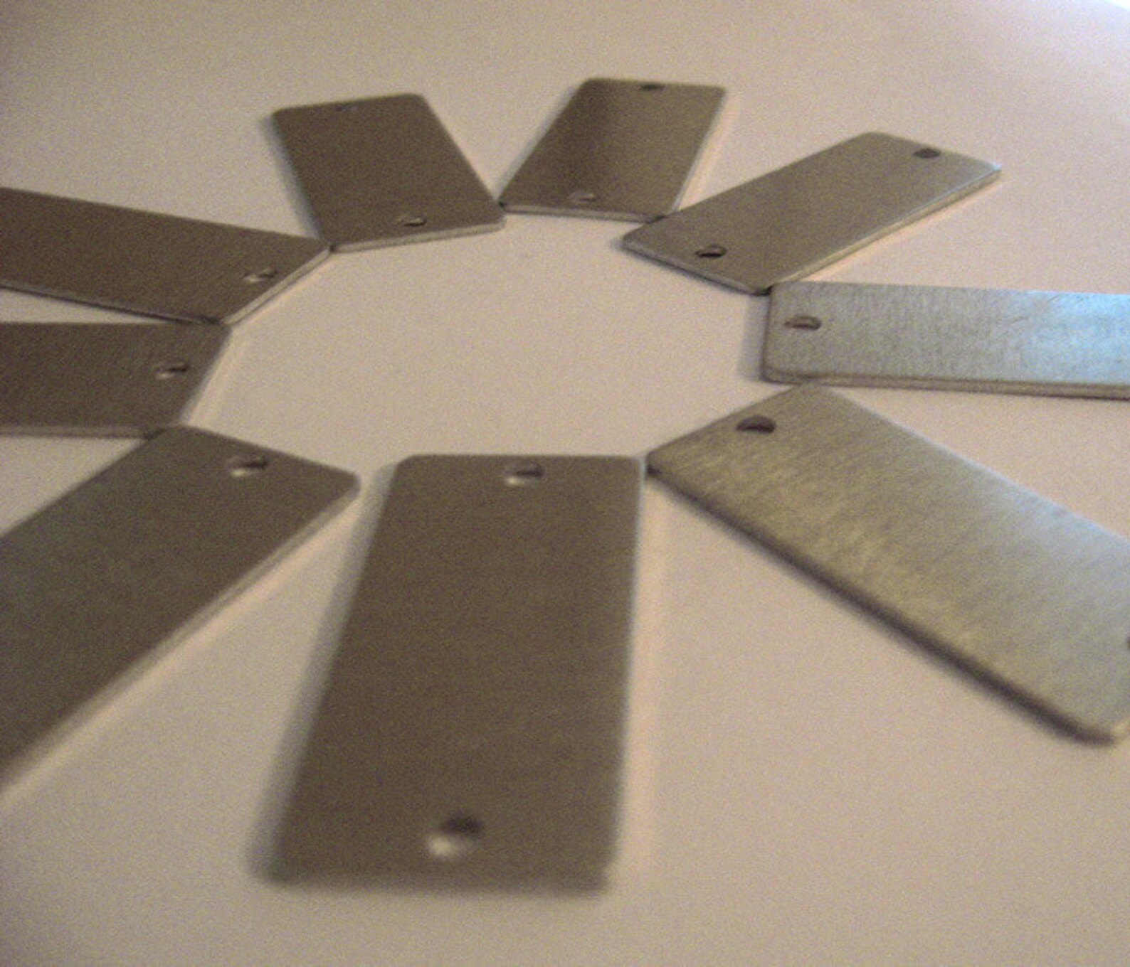10 Aluminum Rectangle Stamping Blank Dog Tags Double Hole Etsy
