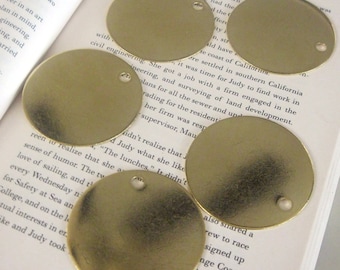 2" Inch  extra LARGE Round Brass Blank Tags 2 inch  - 18 gauge  QTY 5
