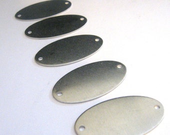 GRANDE Etiqueta en blanco de aluminio ovalado 2" ancho - doble agujero - qty 10