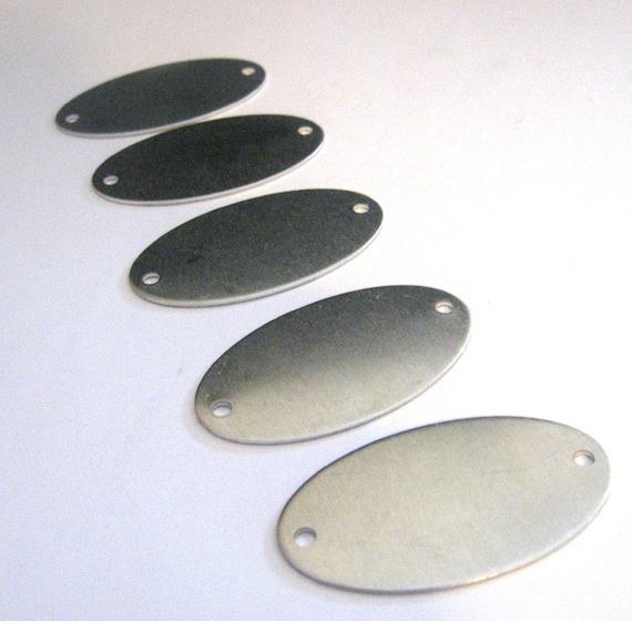 LARGE Oval aluminum blank tag 2" wide  - double hole - qty 10