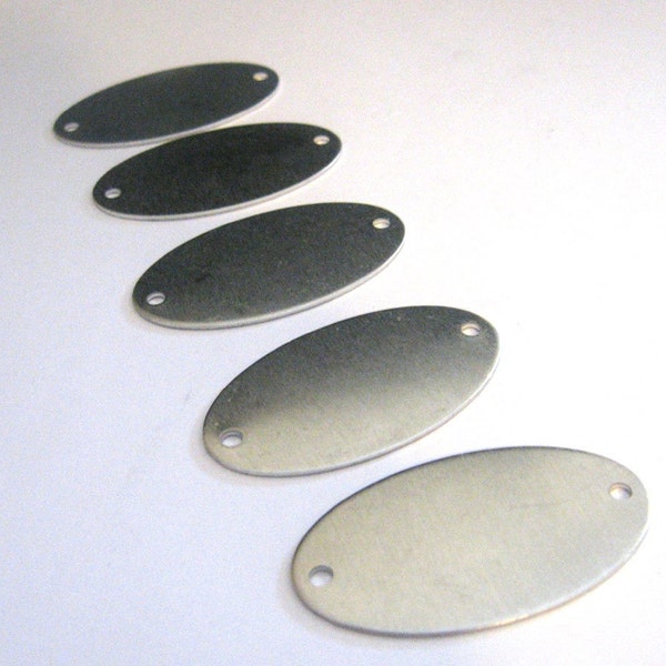 LARGE Oval aluminum blank tag 2" wide  - double hole - qty 10