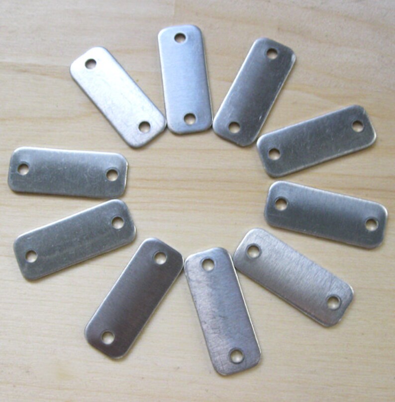 Small Aluminum Rectangle Stamping Blank Dog Tags Double Hole Etsy