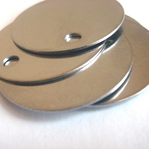 Blank metal engraving and stamping tag  - round qty 5 - large 1.5 inches Stainless Steel