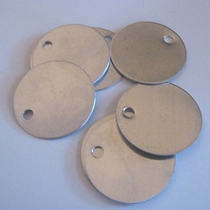 10 large round blank metal engraving and stamping tag 1.5 inches 1-1/2&quot; - aluminum
