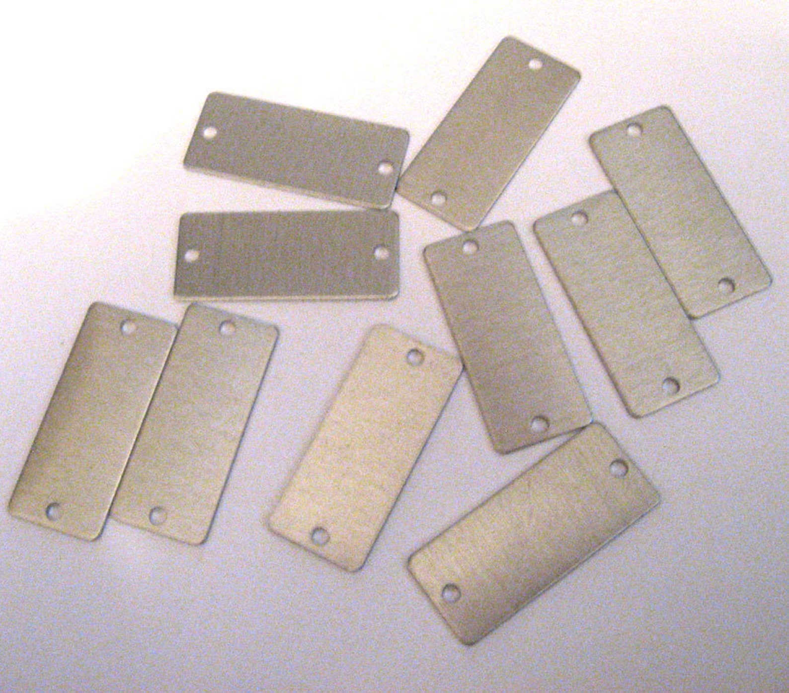 10 Aluminum Rectangle Stamping Blank Dog Tags Double Hole Etsy