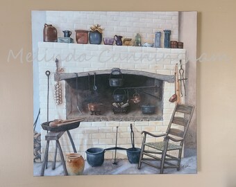 Original Fine Art Painting - Acrylic on Canvas - 36" x 36" - "The Hearth Waits" (FRAME NOT INCLUDED)