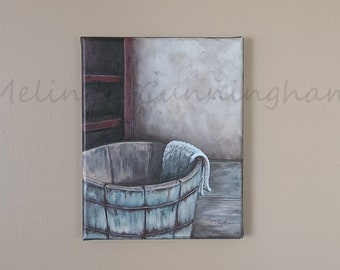 Original Fine Art Painting - Acrylic on Canvas - 8" x 10" - "Worsh Bucket" (FRAME NOT INCLUDED)