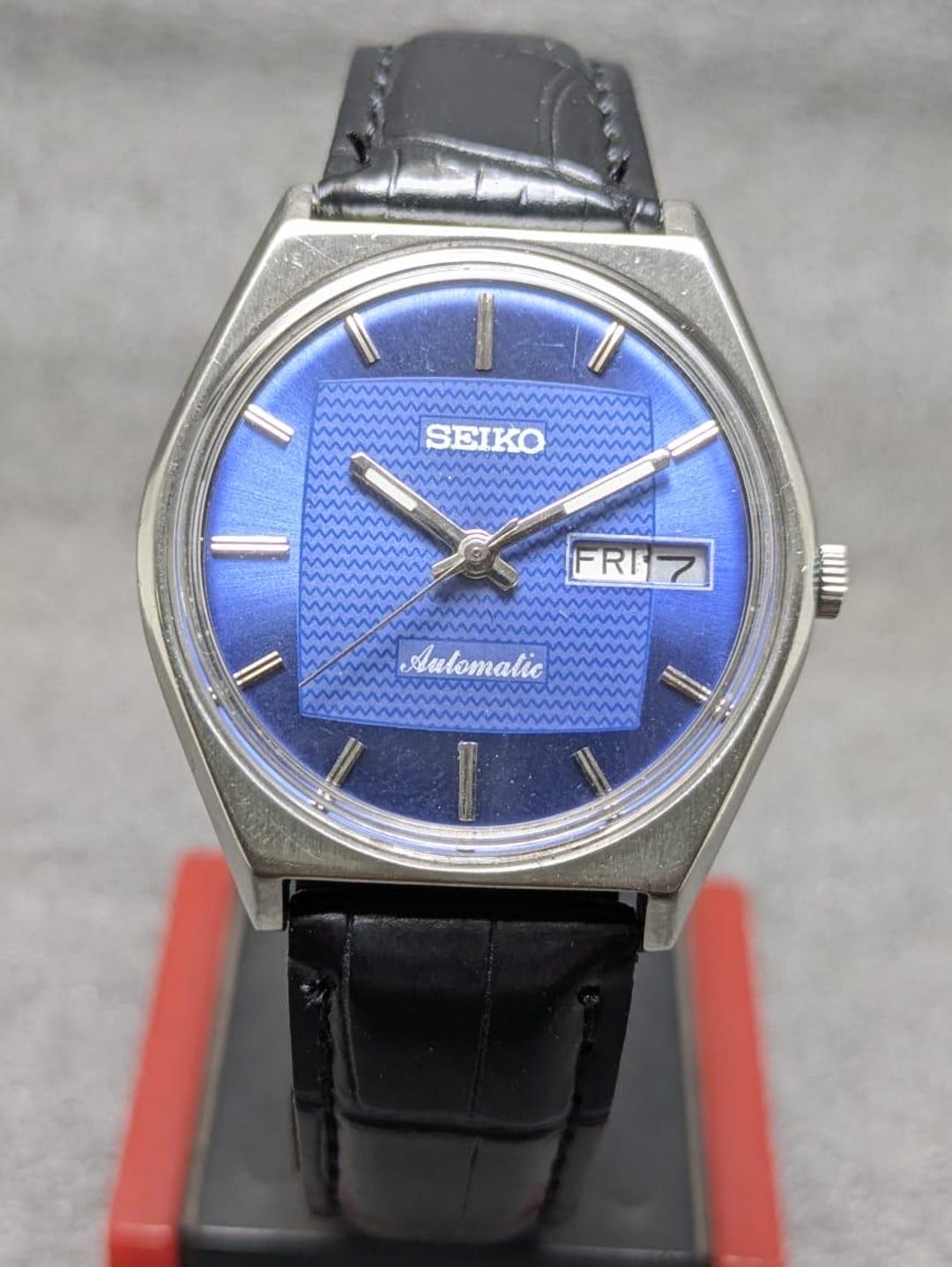 Vintage Japanese Seiko Automatic Wristwatch With Blue Sunburst
