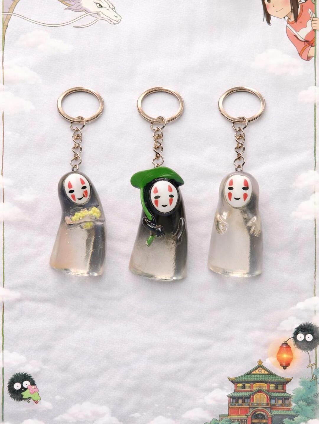 No-face Keychain, Kawaii Anime, 3D Kaonashi Spirited Away-inspired ...
