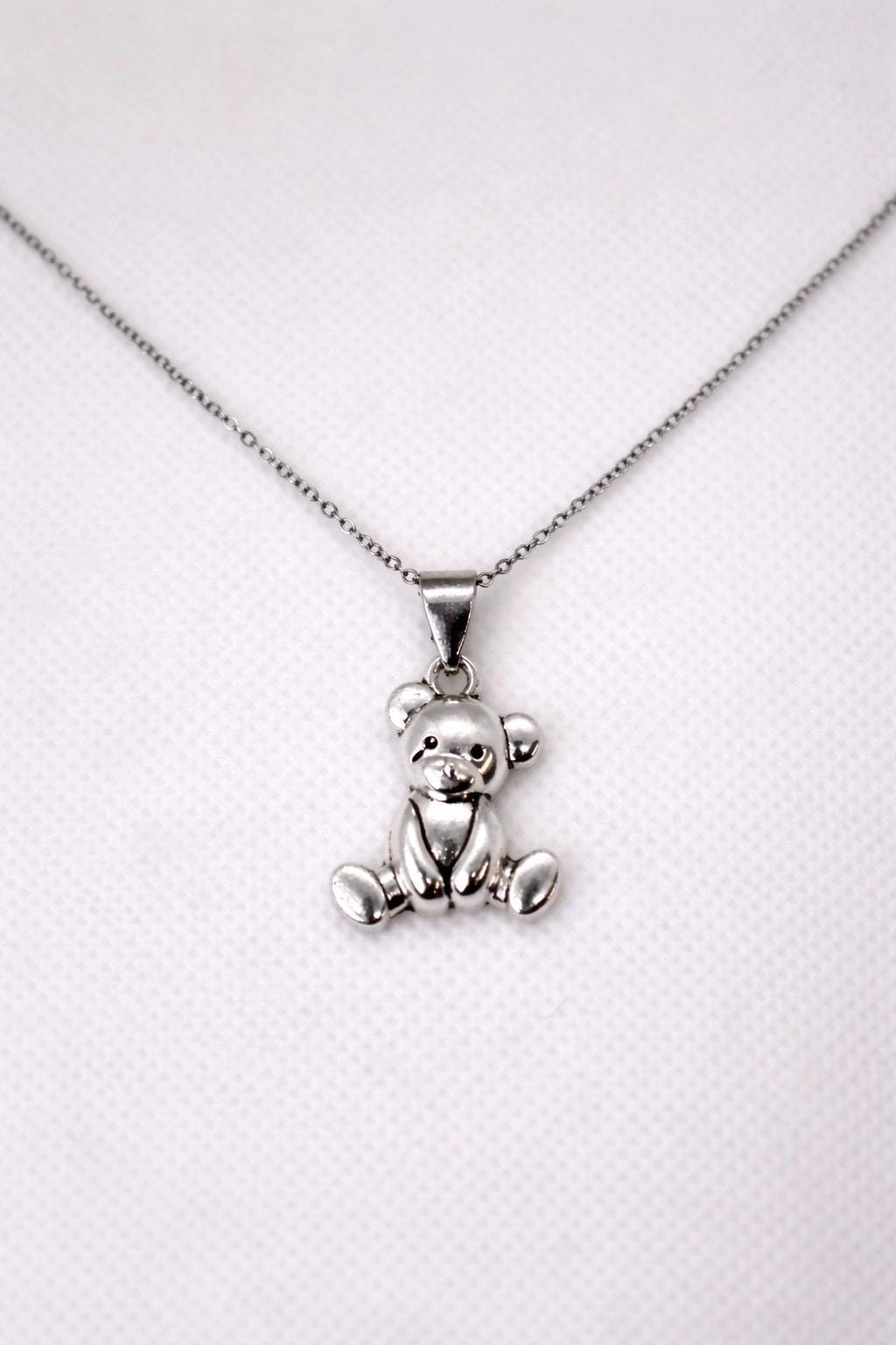 URONE Brsacchiotto Ciondolo Collana Sterling Silver Stelle Cute Animal Pendant Gioielli Greent Donift per le donne ragazze fidanzata