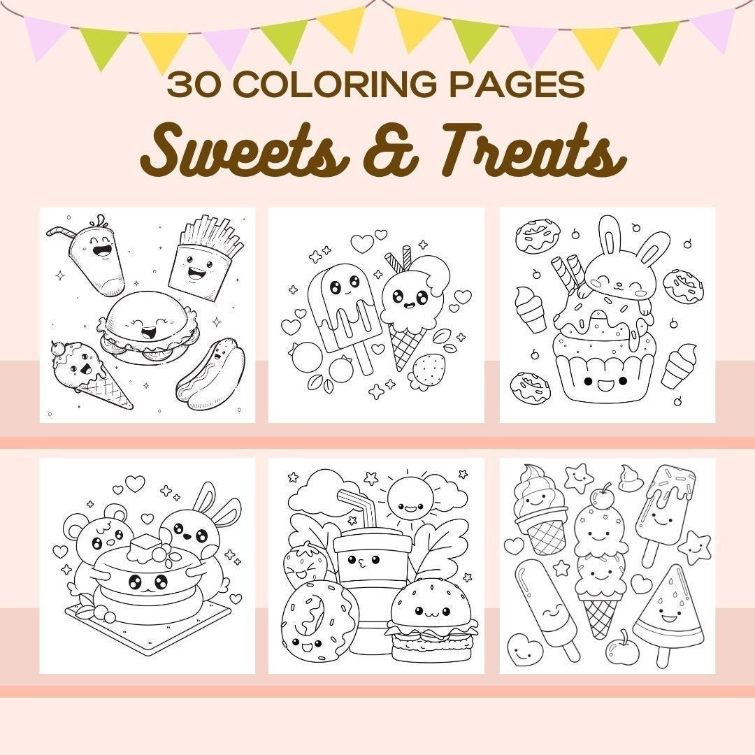 Kawaii Foods Coloring Pages for Kids Coloring Pages With Food and Drink ...