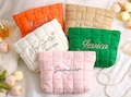 Personalized Quilted Makeup Bag,Custom Embroidered Cosmetic Bag,Bridesmaid Gift,Bachelorette Gift,Travel Makeup Pouch,Women Toiletry Bag