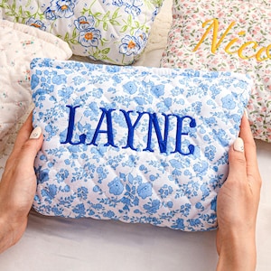 Personalized Embroidered Makeup Bag,Custom Makeup Bag,Floral Cosmetic Bag,Travel Makeup Pouch, Women Toiletry Bag,Bridesmaid Gift image 6