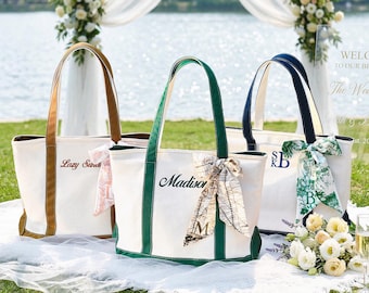 Sac fourre-tout en toile personnalisé, sac cadeau de demoiselle d'honneur, sac fourre-tout en toile brodé, fourre-tout texte personnalisé, cadeau bachelorette, sac de plage, sac d'école, cadeau pour elle