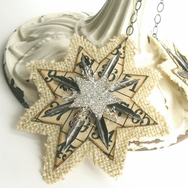 Rustic Elegance Ornaments ........... SET of 3 Stars for the Tree