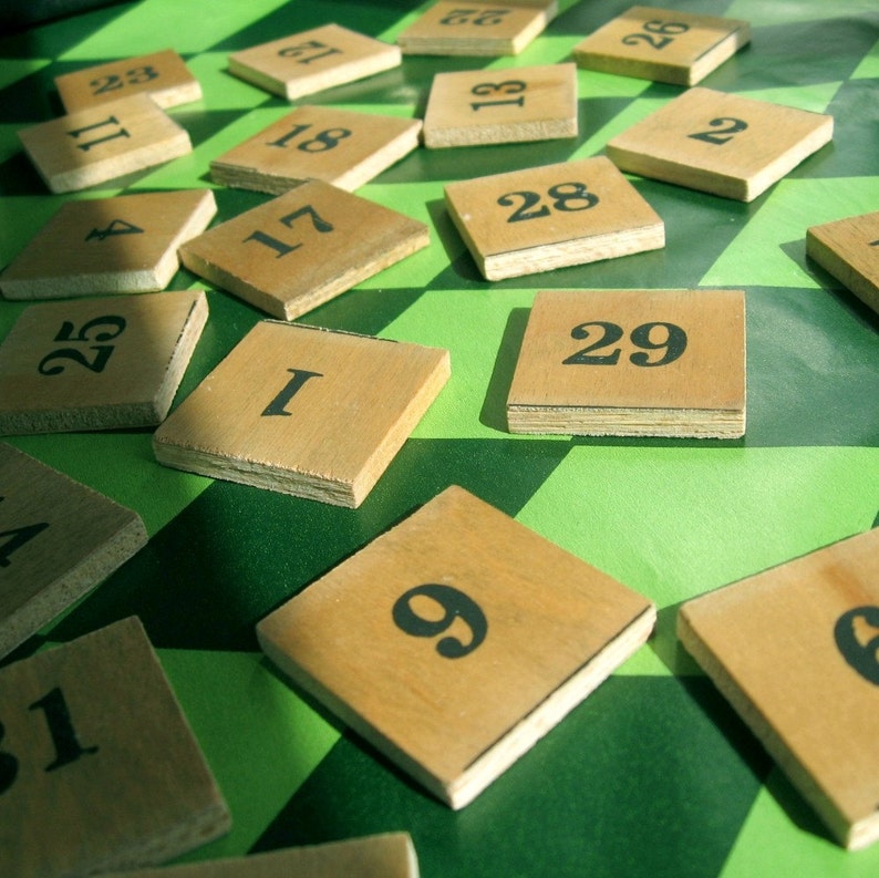 Vintage Calendar Tiles Wooden Dates Perpetual Numbers Set of Etsy