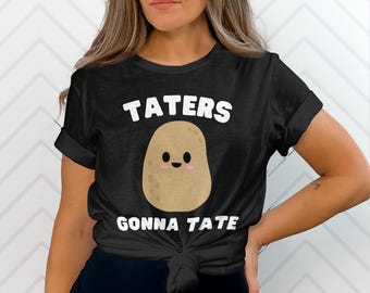 Cute Potato T Shirt, Kawaii Food Tee, Funny Vegetable Shirt, Cartoon Potato Top, Graphic Tee for Potato Lovers, Simple Cute Shirt