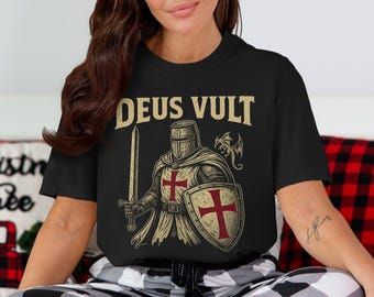 Deus Vult Crusader Knight T-Shirt: Medieval Templar Graphic Tee