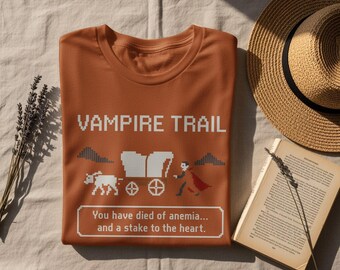 Vampire Trail T-Shirt: Retro Gaming Pixel Art - "You Died of Anemia"