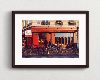 Parisian Cafe, Streets, Paris Photography, Living Room Wall Decor, Wall Art, Francophile Gift, Travel Photography, Paris Print