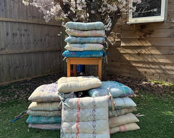 Wholesale Vintage Kantha Chair Pad Lot: Handmade Recycled Cotton Seat Cushions