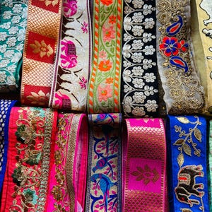 Sari Stoffreste, Sari Seidenband, Sari Stoffreste, Sari Seidenband, Sari Borte, Seidenborte, Seidenborte, Junk Journal Verzierungen Sari Reste