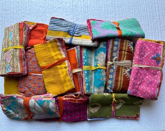 Recycled Sari Fabric Bundle– Boho Cotton for Journals, Quilting, Crafts