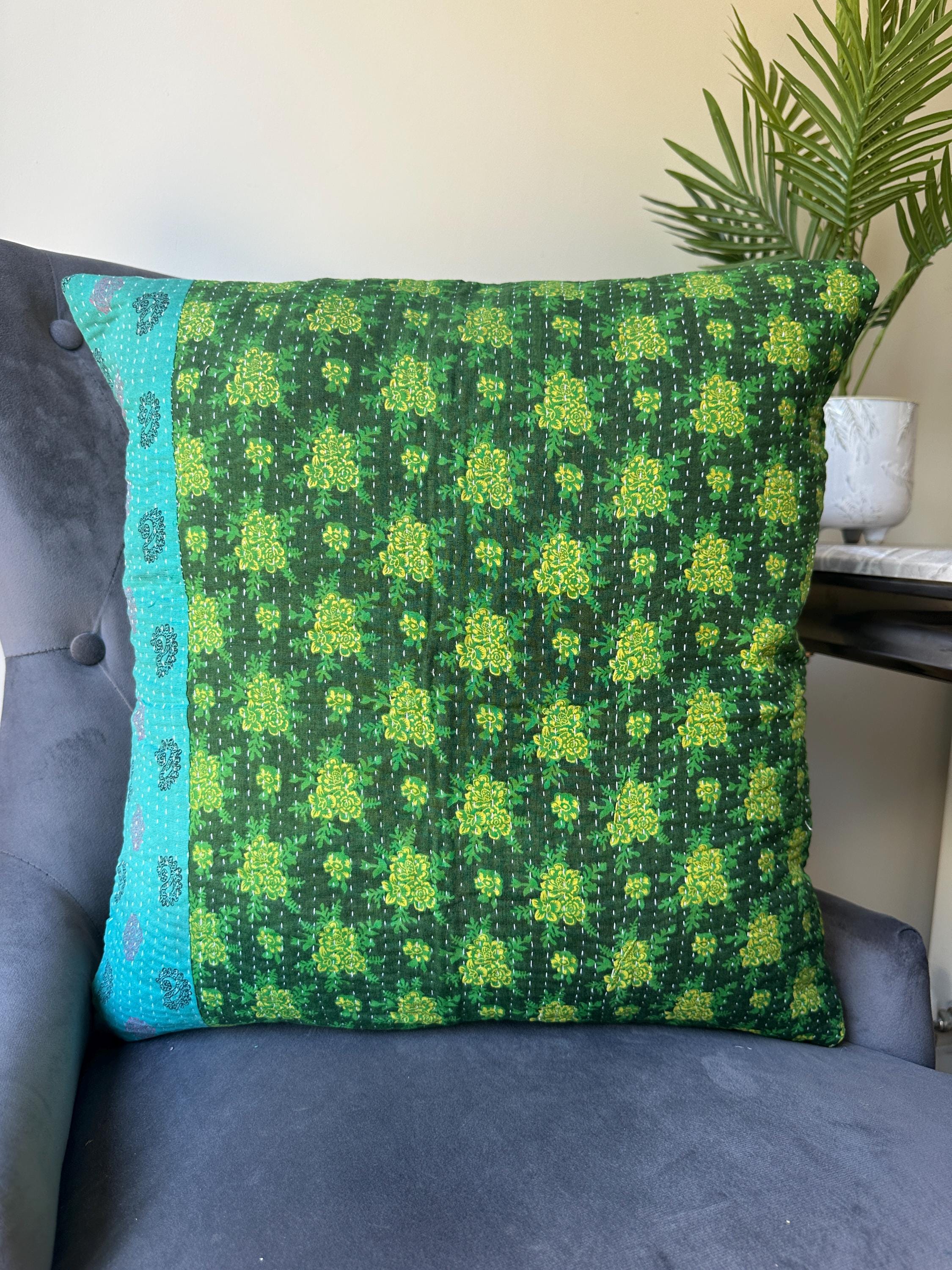 orange floral kantha cushions decorative throw pillow outdoor cushions