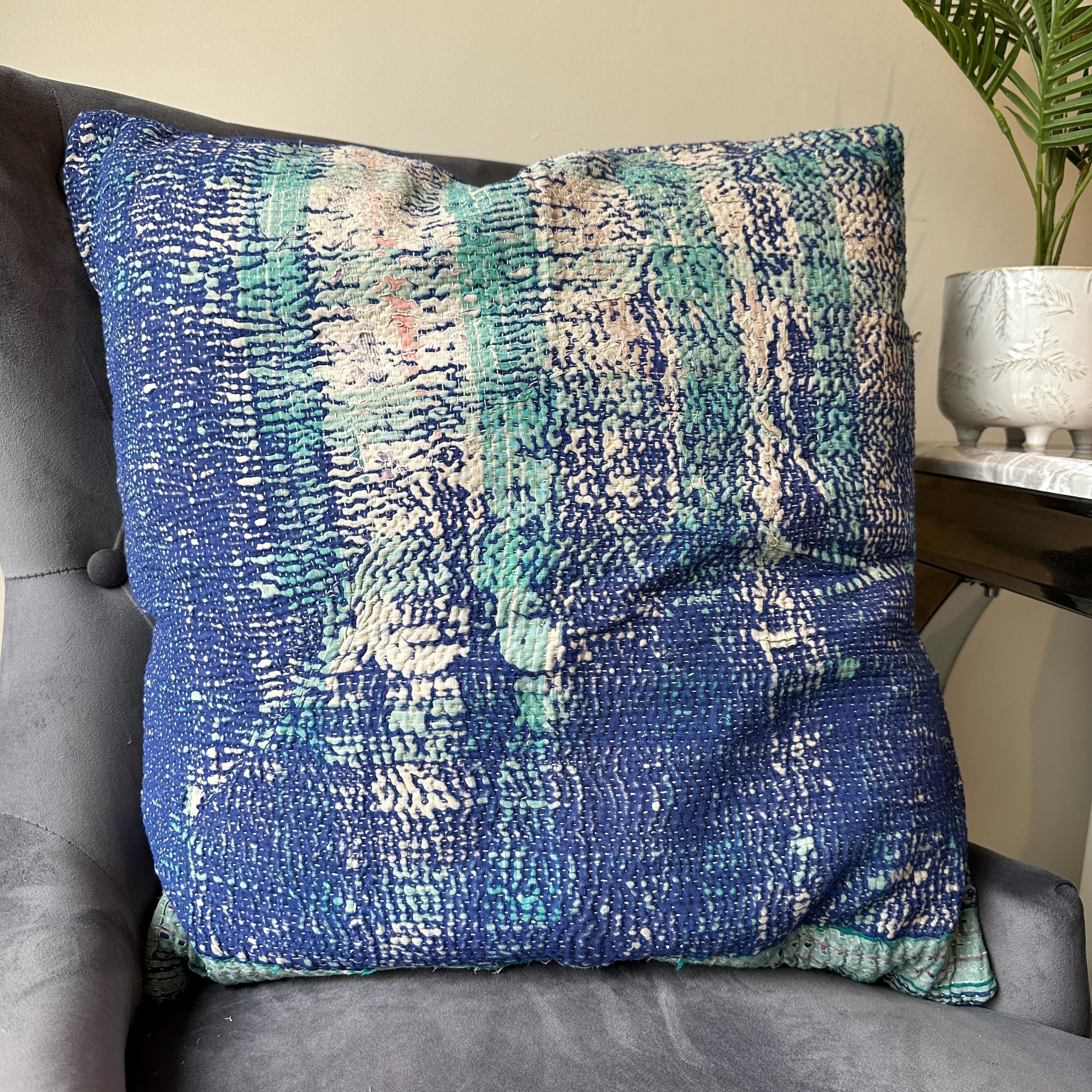 ヴィンテージカンタキルトクッションカバー：20x20 ボヘミアンピロー