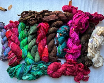 Assorted Recycled Sari Silk Ribbon: Craft Weaving Knitting
