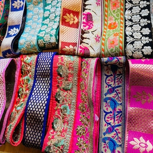 Stoffenresten voor Junk Journal, restjes saristof, India-afwerking, restanten zijde, sariresten, verfraaiingen sariresten