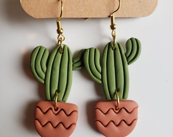 Pendientes de cactus de arcilla polimérica