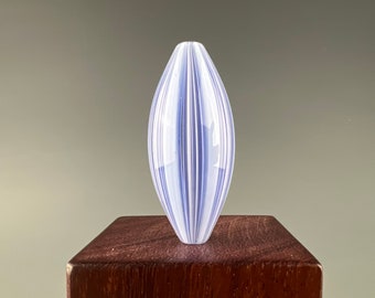 Blue Hue Threadcount Taper - Hollow blown borosilicate glass bead by Beau Barrett