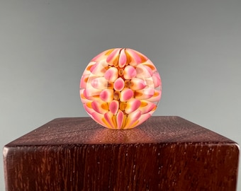 Gold Pink Burst Sphere - Hollow blown boro bead by Beau Barrett