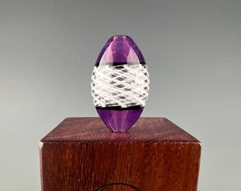 Fuchsia B/W Reticello Incalmo Pod - Hollow blown borosilicate glass bead by Beau Barrett