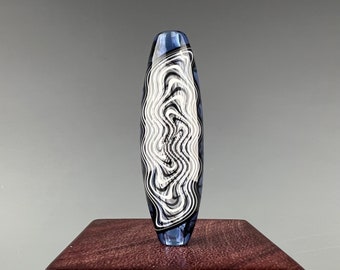 Blue Wigwag Portal - Hollow blown borosilicate glass bead by Beau Barrett